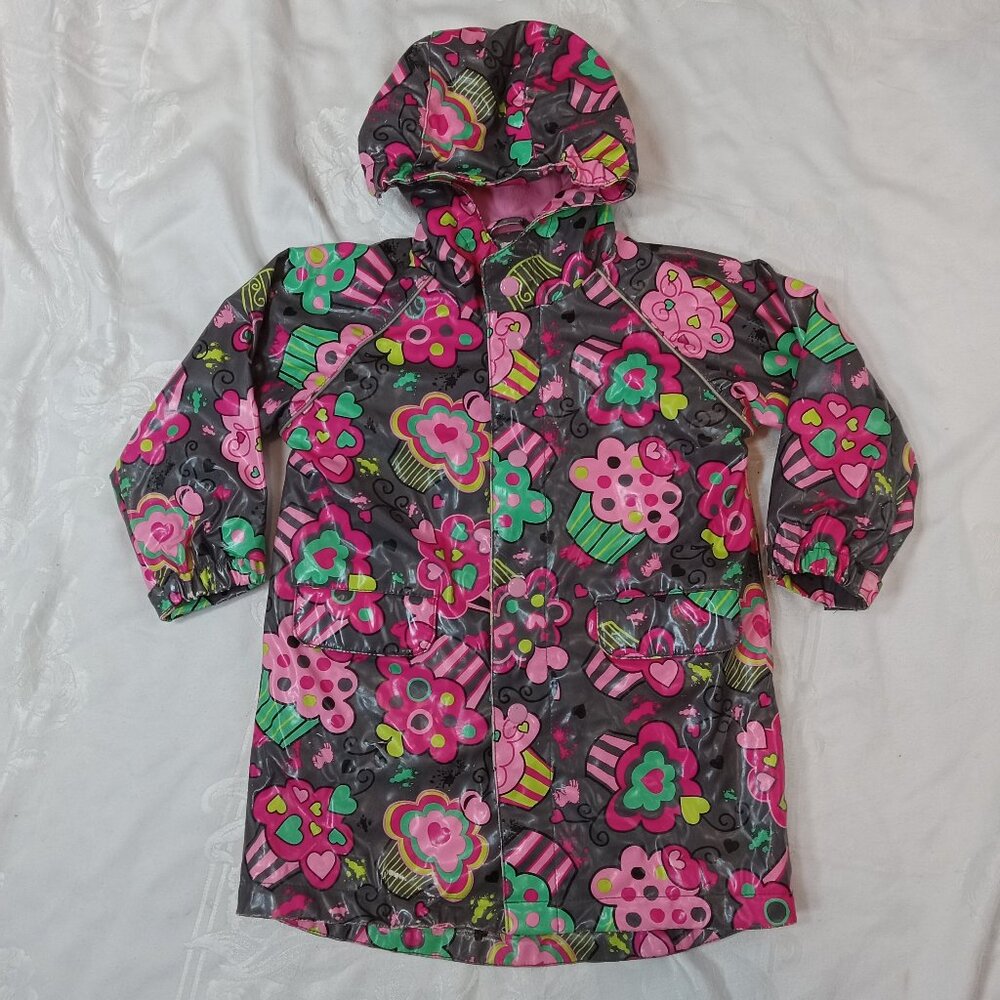 Children's Place Rain Coat Size 4T Rainwear Jacket Ready for Rain Pink Cupcake